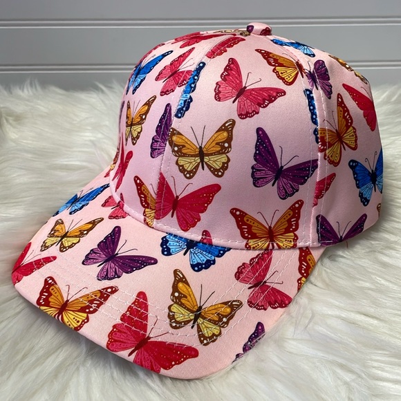 Butterfly 🦋 Pink with Multicolored Butterflies Baseball Cap - Picture 3 of 12